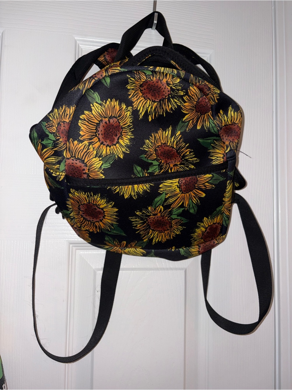 Sunflower Print Black Mini Backpack - Women Bags